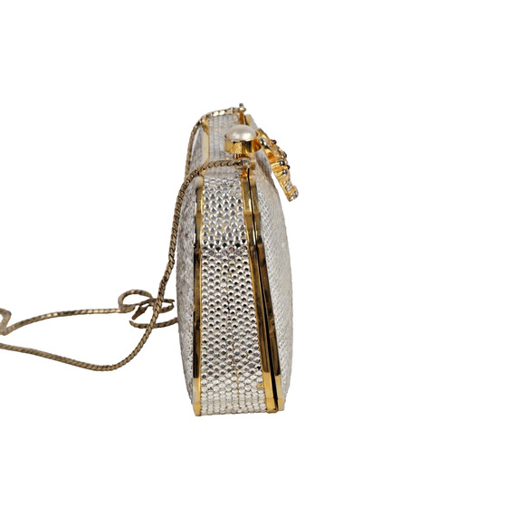Vintage Judith Leiber Swarovski Crystal Minaudiere Evening Bag With Comb, Mirror - Picture 3 of 16